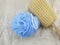 Plastic bath puff and sponge for shower cleaning and scrub body