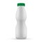 Plastic blank bottle with green cap for dairy products.