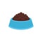 Plastic blue bowl with pet food. Vector