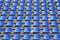 Plastic blue seats on football stadium