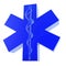 Plastic blue star of life, from bottom right