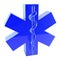 Plastic blue star of life, from top left