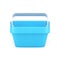 Plastic blue supermarket basket handle for grocery shopping front view realistic 3d icon vector