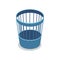 Plastic blue trash basket isometric 3D icon