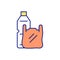 Plastic bottle and bag RGB color icon