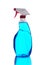 Plastic bottle of blue cleaning liquid