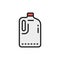 Plastic bottle, canister flat color line icon.