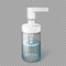 Plastic bottle with dispenser isolated. Container for makeup remover, soap or skincare lotion