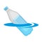 Plastic bottle floats in water. Vector illustration on white background.