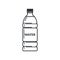 Plastic bottle full of water with a label on a white background. Flat style icon