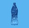 Plastic Bottle from hole with garbage underwater in paper cut style. Blue ocean waves with whale fish crab turtle and