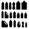 Plastic bottle icon. Plastics silhouettes, plastic package symbols