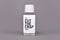 Plastic bottle with made up label saying ` 45ml Cut the crap Serum` on gray background