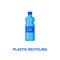 Plastic bottle recycle vector icon logo. Eco water container waste factory plastic recycle symbol blue material icon.