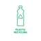Plastic bottle recycle vector line icon logo. Eco water container waste factory plastic recycle symbol blue material