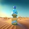 Plastic bottle in sand desert