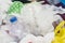 Plastic bottles and bags in landfills