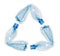 Plastic bottles making up recycle symbol