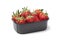 Plastic box with fresh strawberries