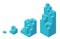 Plastic bricks. Size construction process stages. Building blocks for children construction kits. Development stage