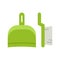 Plastic broom and dustpan. Household cleaning tools