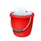 Plastic bucket with foamy water