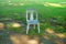 A plastic chair of relaxing corner in the park, closeup