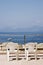 Plastic chairs in the Ile Saint-Honorat, France