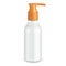 Plastic Clean White Bottle With Yellow Dispenser Pump.