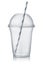 Plastic clear cup with dome lid and straw