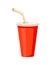 Plastic cola cup with straw icon