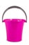 Plastic color bucket with round handle, isolate on white background