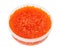 Plastic container with salted russian red caviar