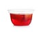 Plastic container with tasty jelly on white