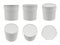 Plastic containers. Empty white buckets mockup vector packages collection