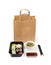 Plastic containers with sushi set ready for takeout delivery