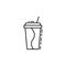 plastic cup of coffee dusk icon. Element of drinks and beverages icon for mobile concept and web apps. Thin line plastic cup of