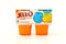 Plastic cup containing Jello-O orange gelatin snacks.