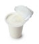 Plastic cup with creamy yogurt