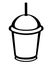 Plastic cup - logo, sign or icon. Disposable glass with a lid and a drinking straw.