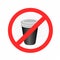 Plastic cup prohibition label