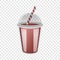 Plastic cup red smoothie mockup, realistic style