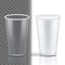 Plastic Cup Transparent Vector. Clean Object. Drink Mug. Disposable Tableware Clear Empty Container. Cold Or Hot