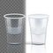 Plastic Cup Transparent Vector. Graphic Brand. Drink Mug. Disposable Tableware Clear Empty Container. Cold Or Hot