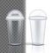 Plastic Cup Transparent Vector. Single Clear. Drink Mug. Disposable Tableware Clear Empty Container. Cold Or Hot