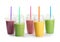Plastic cups with fresh tasty smoothies