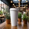 Plastic cups on plain white frosted background in cafes and supermarkets