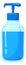 Plastic dispenser with pump. Cartoon blue liquid container