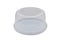 Plastic, disposable, round container for cakes on a white background