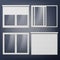 Plastic Door Vector. Sliding. White Roller Shutter. Opened And Closed. Energy Saving. PVC Profile. Isolated On